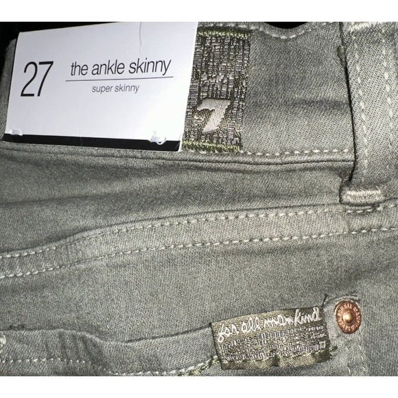7 For All Mankind NWT Ankle Skinny Jeans Olive Green Mid Rise Denim Jeans Sz 27 - Picture 10 of 10